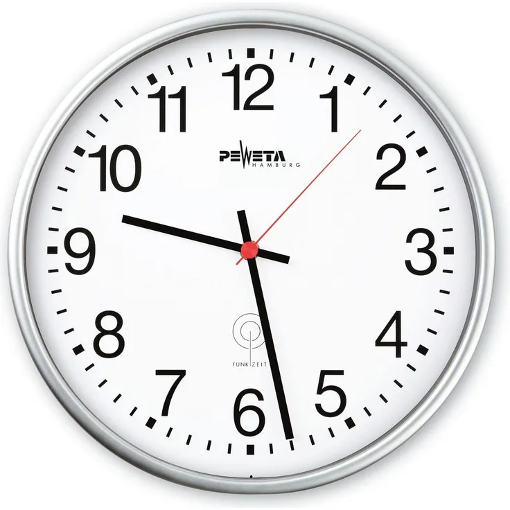 Peweta Wanduhr (30 cm), extragroße Zahlen, automatische Umstellung Sommer- und Winterzeit