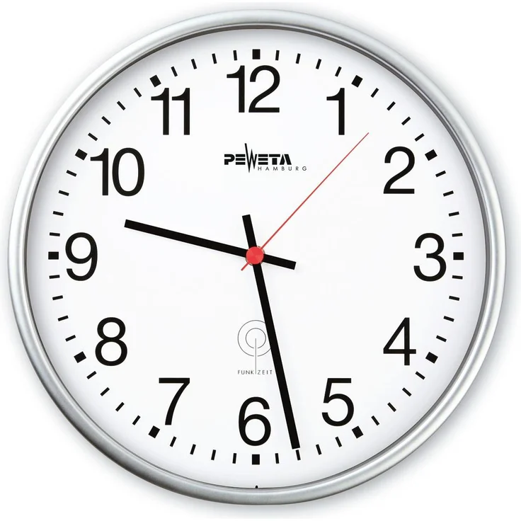 Peweta Wanduhr (30 cm), extragroße Zahlen, automatische Umstellung Sommer- und Winterzeit