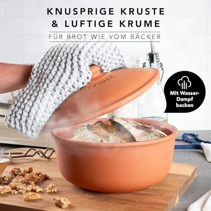 Römertopf Brotbacktopf rund terrakotta m.Deckel im MOB – Bild 6