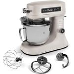 Klarstein Chiara 1600W Küchenmaschine – Leise ≤72 dB, 5L Edelstahlschüssel, 12 Geschwindigkeiten, LCD-Touch-Display, Sand