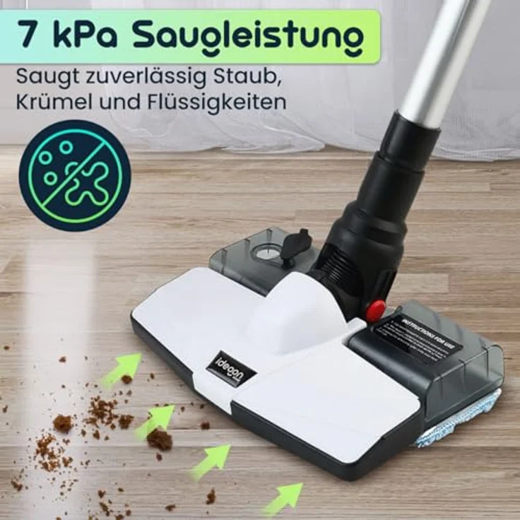 ideoon 2in1 Akku-Staubsauger Nass- & Trocken, 7 kPa Saugleistung, HEPA-Filter, kabellos und beutellos für Haus und Auto – Bild 3