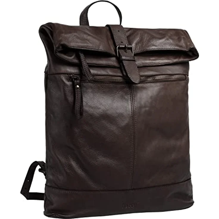 forty° Tagesrucksack aus echtem Leder, Made in Italy, Vintage Look, quadratisch, braun – Bild 3