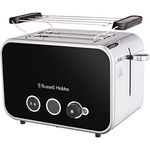Russell Hobbs Toaster [für 2 Scheiben] Distinctions Edelstahl Schwarz (extra breite Toastschlitze, inkl.Brötchenaufsatz, 6 Bräunungsstufen + Auftau-&Aufwärmfunktion, Lift&Look-Funktion, 1600W)26430-56
