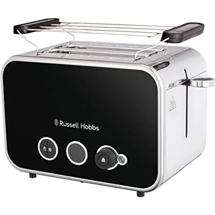 Russell Hobbs Toaster [für 2 Scheiben] Distinctions Edelstahl Schwarz (extra breite Toastschlitze, inkl.Brötchenaufsatz, 6 Bräunungsstufen + Auftau-&Aufwärmfunktion, Lift&Look-Funktion, 1600W)26430-56
