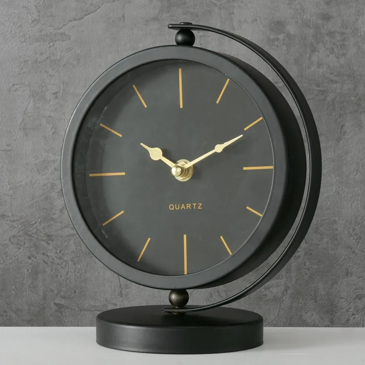 Boltze Home Balia Tischuhr, analog, H 20 cm, Eisen, Glas, matt