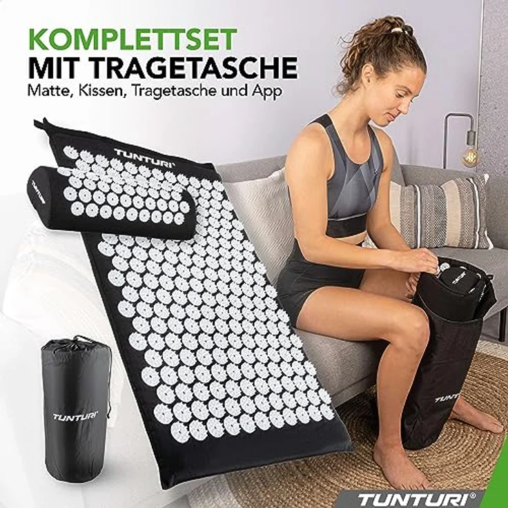 Tunturi Akupressurmatte mit Kissen, Massagegerät mit über 7.000 Druckpunkten zur Stressreduktion und Verbesserung der Blutzirkulation – Bild 7