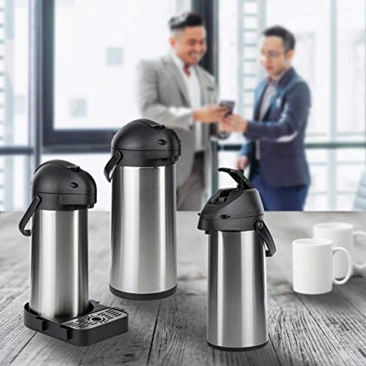 ONVAYA Airpot Pumpkanne | 1,8 Liter | Isolierkanne | Thermoskanne | Getränkespender | Edelstahl mattiert | Kaffeekanne | Doppelwandig – Bild 4