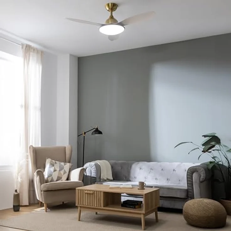 Cecotec EnergySilence Light 4800 Deckenventilator mit Licht, 48 Zoll, 36W LED, Fernbedienung, Timer, 6 Geschwindigkeiten, Goldweiß – Bild 4
