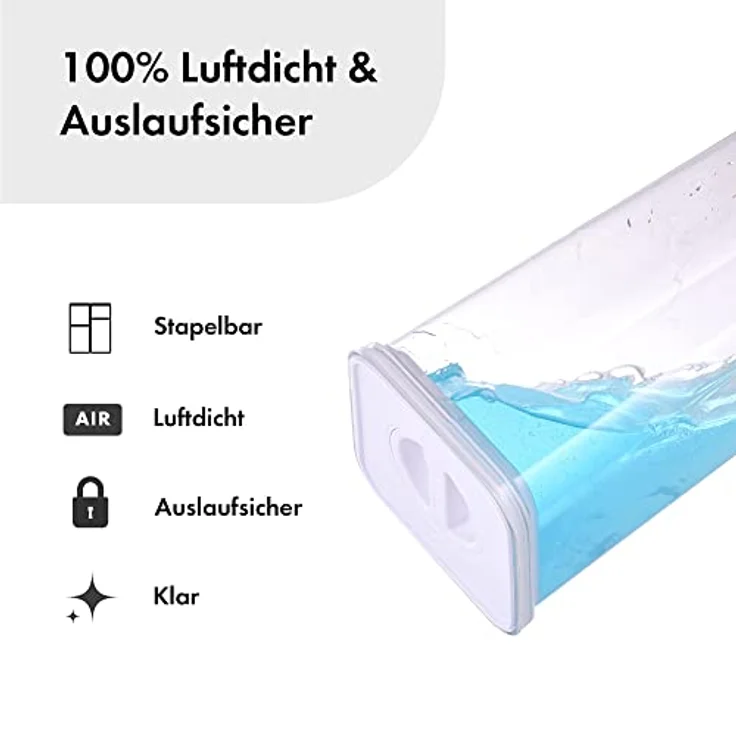Neoflam® Vorratsdosen mit Deckel luftdicht & Einhanddrehverschluss | Aufbewahrungsbox Küche | BPA frei | 4x 0.55L - weiß – Bild 3
