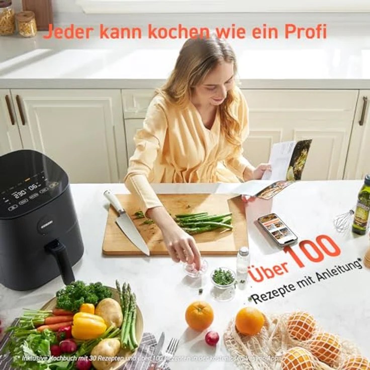 Cosori Heißluftfritteuse 4,7L, Max 230°C, 7-in-1 mit 100 Rezepten und leiser Betrieb, spülmaschinenfest – Bild 3