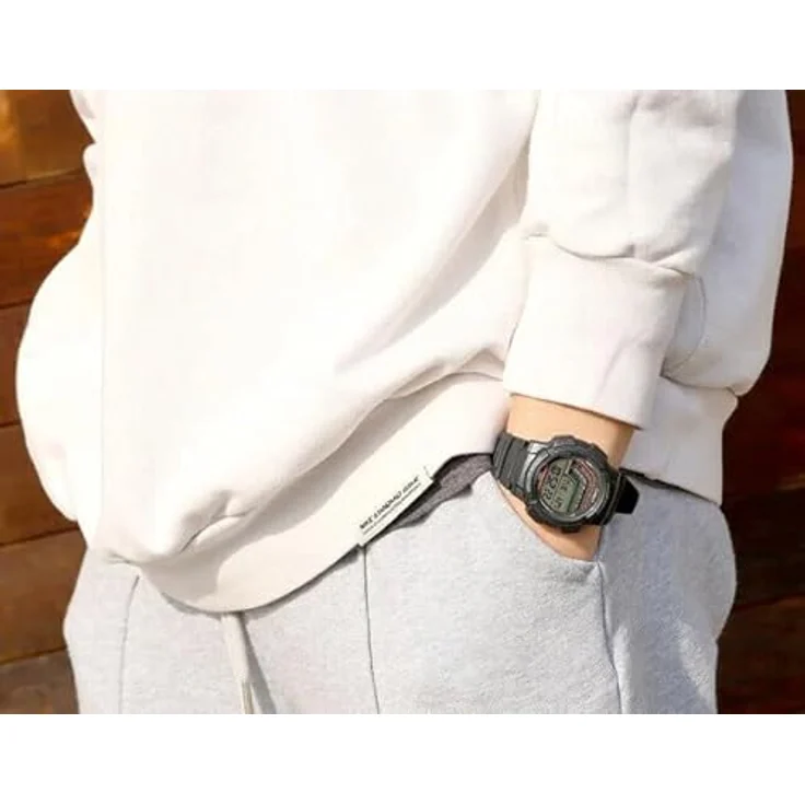 Casio Herren Digital Quarz Armbanduhr Casio Collection, multifunktionale Sportuhr mit schwarzem Gehäuse und Kunststoffarmband, wasserdicht bis 10 bar, 44 mm Gehäusedurchmesser – Bild 5