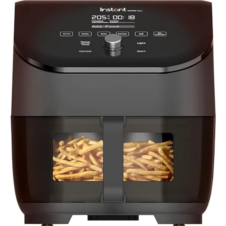 Instant Pot Instant Vortex Plus mit ClearCook - 5.7L Digitale Heißluftfritteuse, Schwarz, 6-in-1 Smart-Programme - Frittieren, Backen, Braten, Grillen, Dehydrieren, Aufwärmen, Großes Fassungsvermögen -1700W – Bild 1
