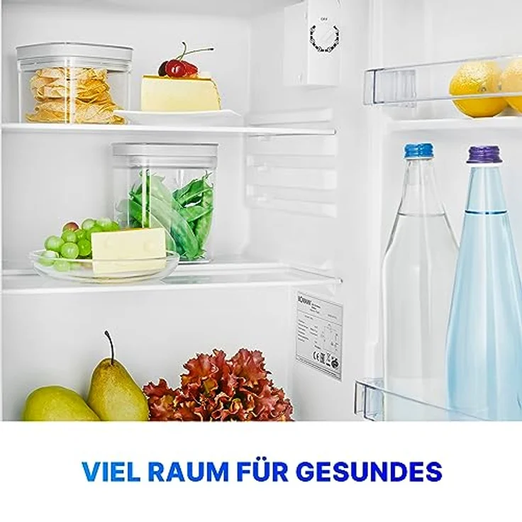 Bomann® Mini Kühlschrank mit 58 Liter Nutzinhalt | Kühlschrank klein mit 2 herausnehmbaren Glasablagen | Mini Fridge mit stufenloser Temperaturregelung u. wechselbarem Türanschlag | KB 7347 schwarz – Bild 2