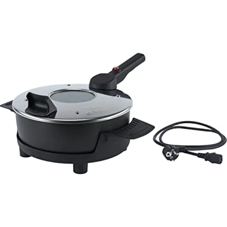 Remoska Multifunktionspfanne P32F/01, Tischgrill mit 4 Litern Fassungsvermögen, 580 Watt Leistung, Schwarz/Silber, spülmaschinenfest