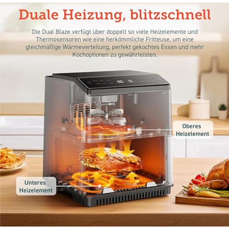 COSORI Heißluftfritteuse XXL, Dual Blaze, 6,4 L(1.8kg) Wifi verbunden, Airfryer mit 12 Multifunktionen, 90+ Online Rezept & Rezeptbuch, Full Touch Screen, 1700W, Weiß – Bild 3