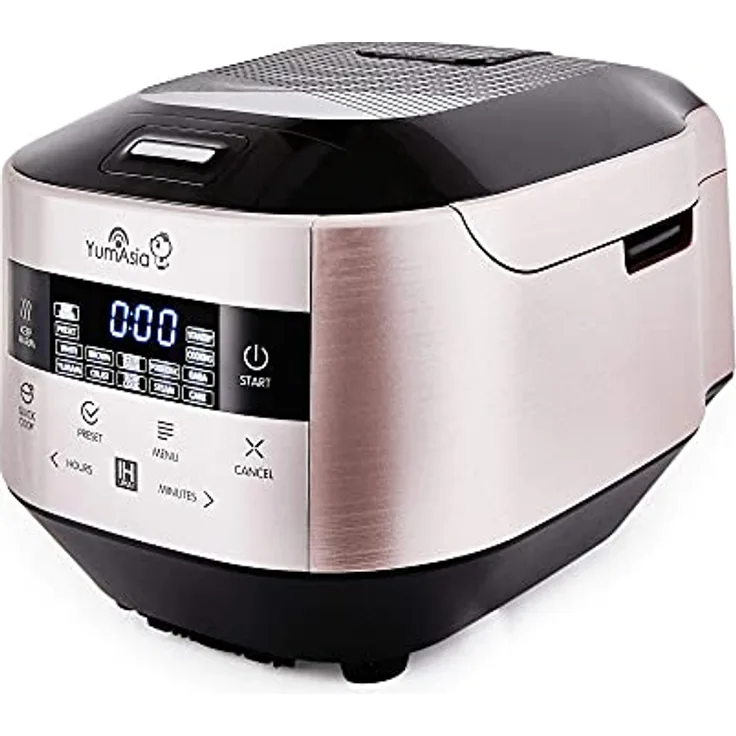 Yum Asia Bamboo Reiskocher mit Induktionsheizung (IH) und Keramikschale, 7 Reiskochfunktionen, 4 Multikocherfunktionen, Motouch LED-Anzeige (1,5 Liter) 220-240V Europa Power (Champagne Rose)