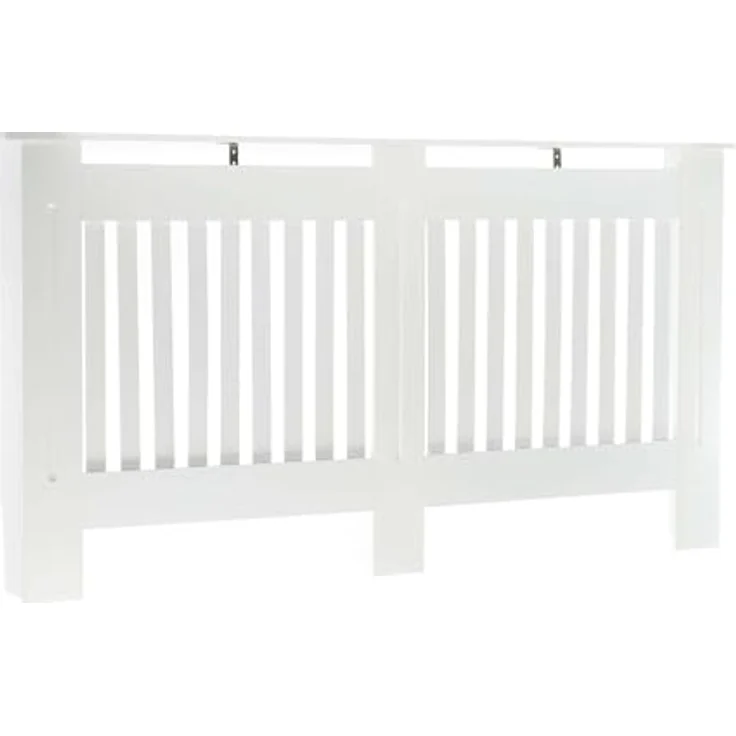 Toboli Heizkörperverkleidung Weiß, 172x19x82cm MDF Heizkörperabdeckung mit Lamellenoptik und kindersicherem Design – Bild 1