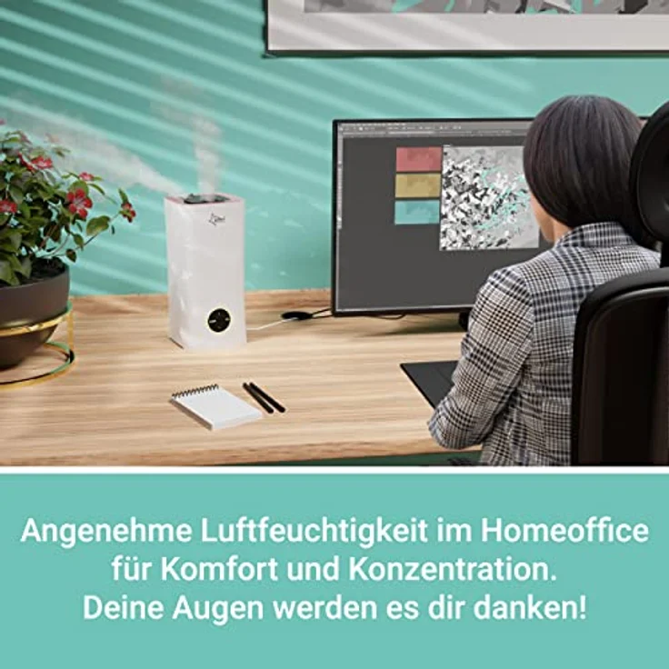 SUNTEC Ultraschall Luftbefeuchter Monsun 2500 moodlight | Aroma Diffuser mit 2 l Wasser Tank | Raumbefeuchter bis ca 25 m2 | Vernebler mit 3 Nebelstufen, Auto Off und LED Beleuchtung | besonders leise – Bild 6