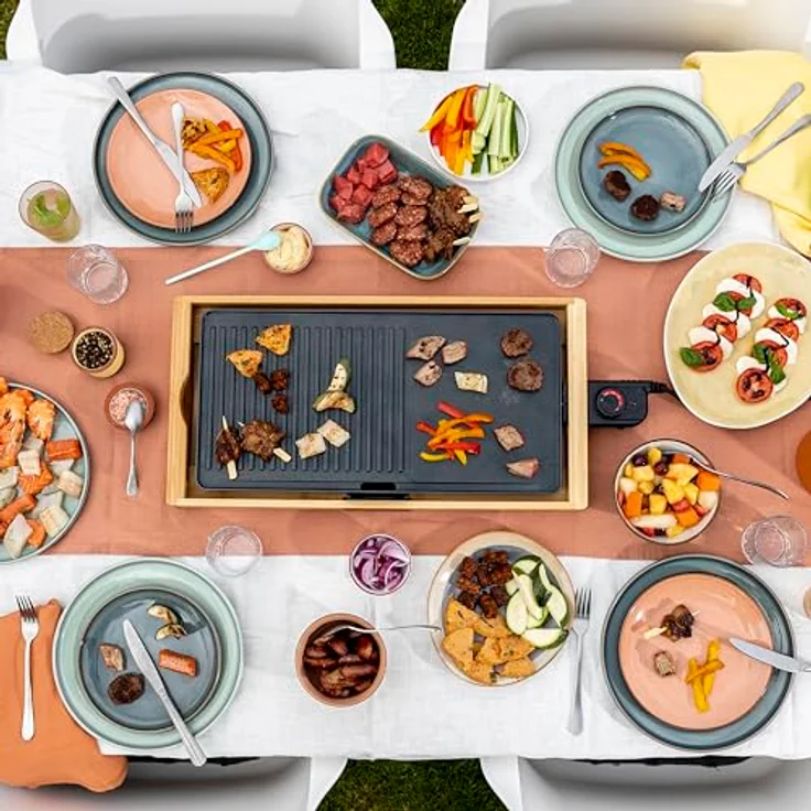 Tristar BP-2641 Grill XL-Kombinierter Teppanyaki-51 x 25,4 cm, Rost, Bambus, Schwarz – Bild 4