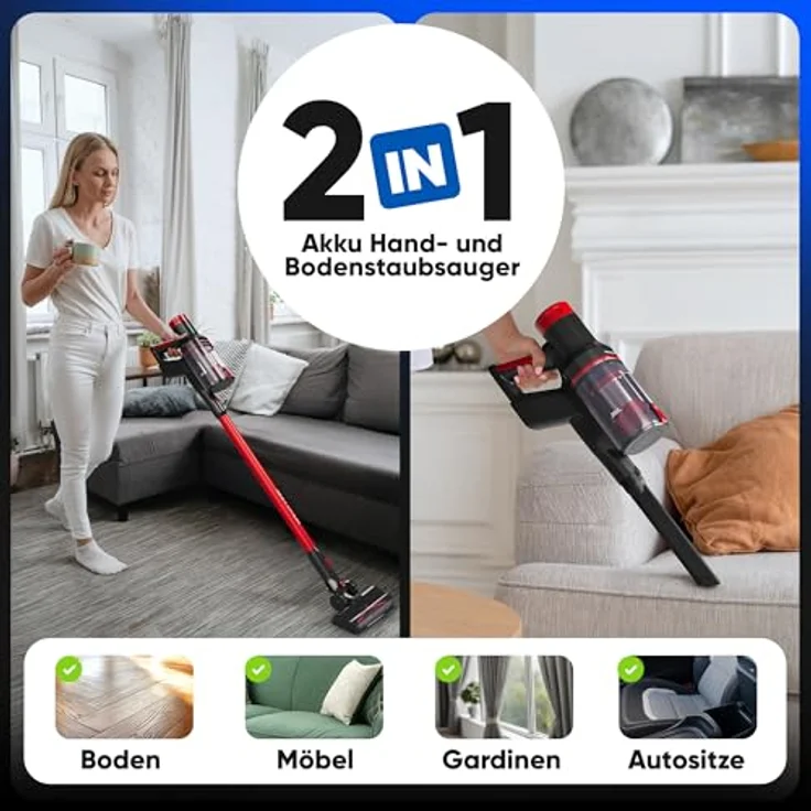ProfiCare PC-BS 3136 A, Akku-Hand- und Bodenstaubsauger, kabellos und beutellos, anthrazit-rot, 35 Min. Akkulaufzeit – Bild 7