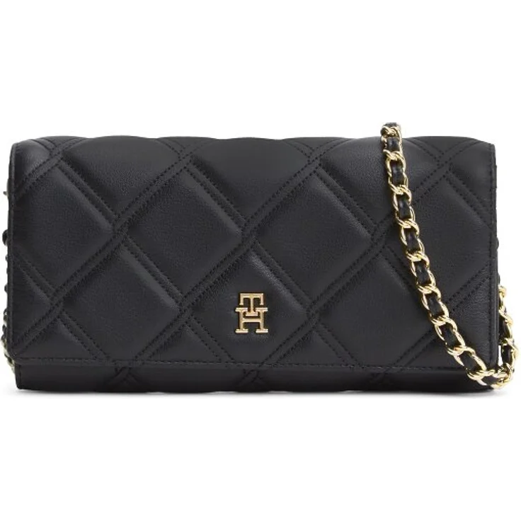 Tommy Hilfiger TH Feminine Clutch, Geldbörse aus 100% Polyurethan, schwarz, 19 cm x 9.5 cm x 4 cm