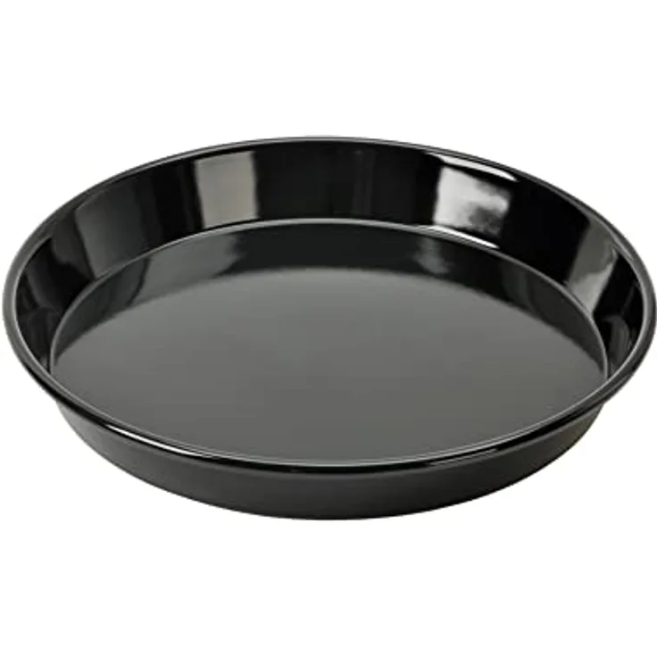 Original Kaiser Inspiration Pizzablech-Backblech rund 28 cm, Blech antihaftbeschichtet, schnittfester Emaille-Boden, spülmaschinengeeignet, formstabil, Schwarz