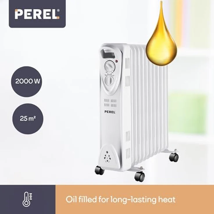 Perel Ölradiator Heizkörper mit Rollen, mobile Thermostat Zusatzheizung Elektroheizung, Radiator – Bild 8