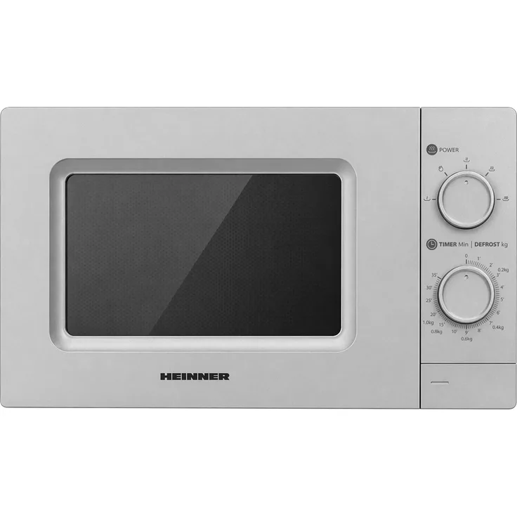 Heinner HMW-MD20MSL, Freistehende Mikrowelle 20 L, 700 W, 5 Leistungsstufen, Timer, Auftaufunktion, Silber