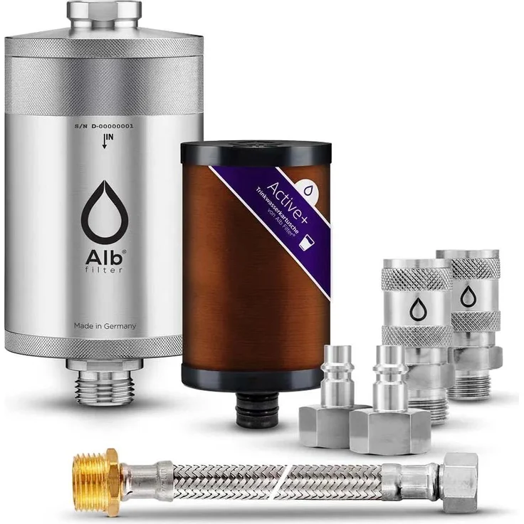 Alb Filter Trinkwasserfilter Active Plus, Wasserenthärtung und Bakterienfilter bis 0.7 µm, Edelstahl Gehäuse