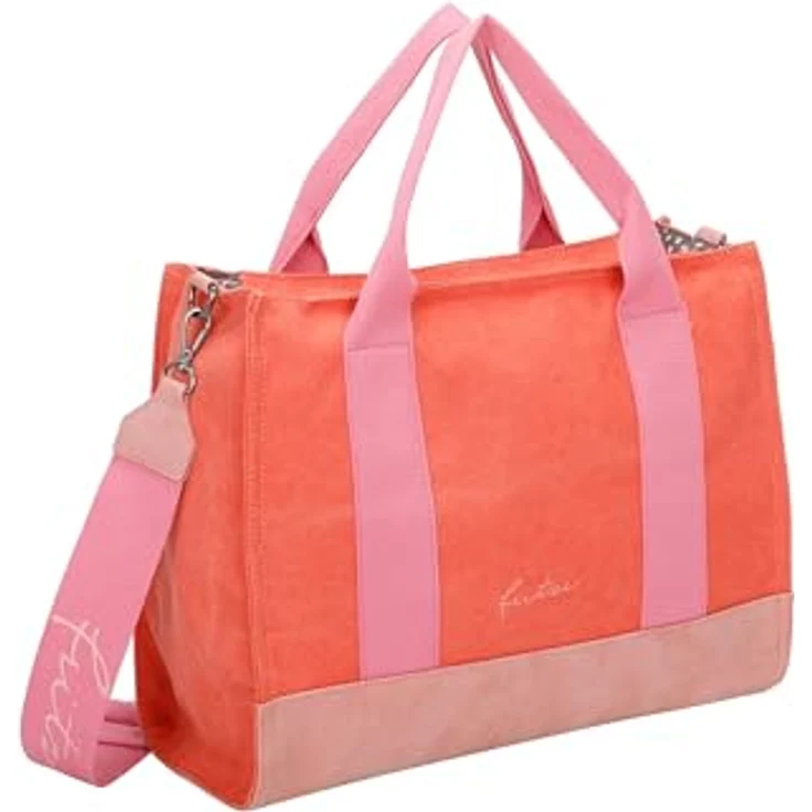 Fritzi aus Preußen Handtasche, große Canvas Tasche 40 cm, pink, rosa, mit abnehmbarem Schulterriemen für Crossbody-Tragen – Bild 4