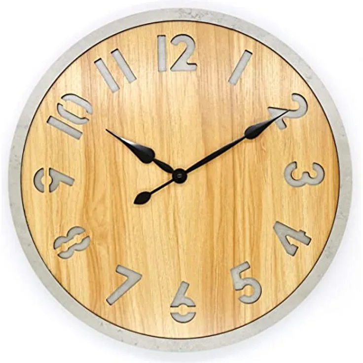K&L Wall Art Große Vintage Wanduhr XXL MDF Holz Betonoptik Wanduhren ohne Tickgeräusche lautlos Holzoptik Retro Gross (Beton Optik 50cm)