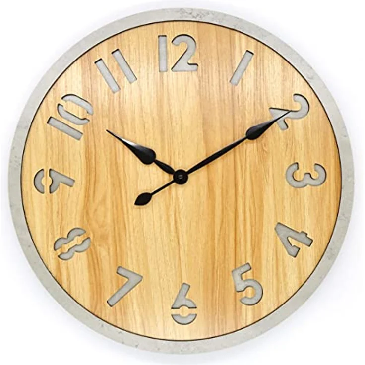 K&L Wall Art Große Vintage Wanduhr XXL MDF Holz Betonoptik Wanduhren ohne Tickgeräusche lautlos Holzoptik Retro Gross (Beton Optik 50cm) – Bild 1