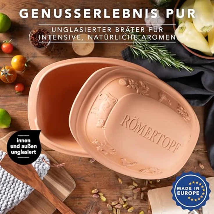 Römertopf Rustico unglasiert, Keramik, terrakotta, 3 Liter – Bild 5