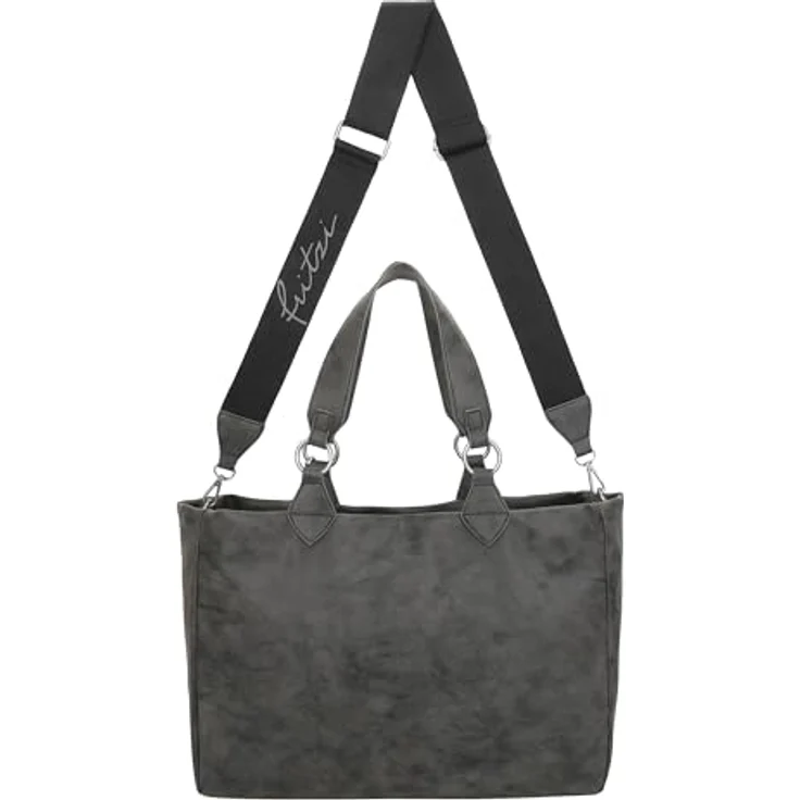 Fritzi aus Preußen Izzy Vintage Shopper Tasche, 42 cm, 100% Polyurethan, schwarz – Bild 2