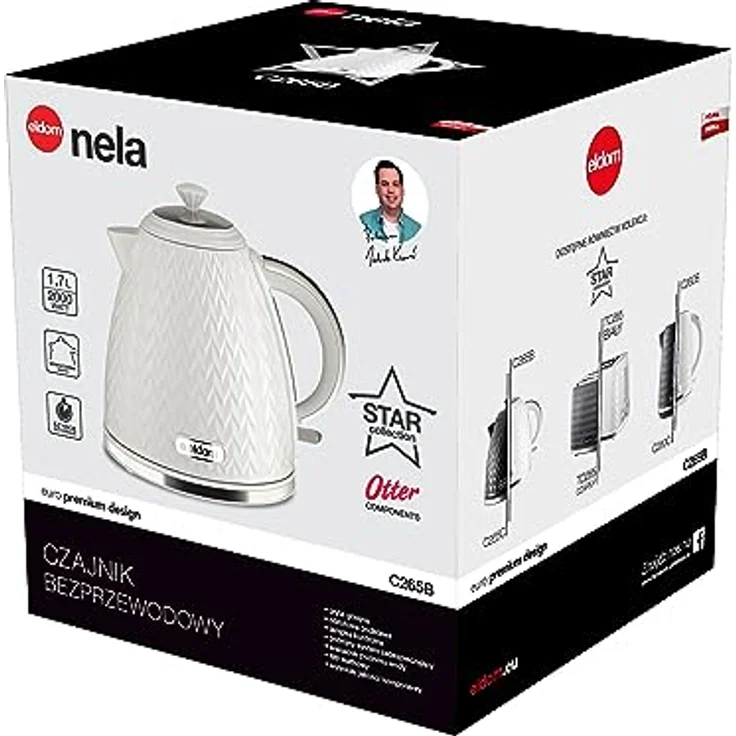 Eldom NELA Wasserkocher, 1,7L, 2000W, Kontrolllampe, Wasserstandsanzeige, weiß – Bild 10