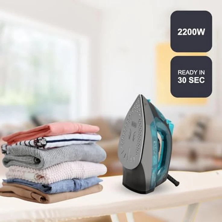 Black+Decker Dampfbügeleisen 2200W, Edelstahlsohle, Dauerdampf 30g/min, Dampfstoß 120g/min, Antikalk- und Antitropfsystem, Vertikalbügeln, Wasserspray, Präzisionsspitze – Bild 2
