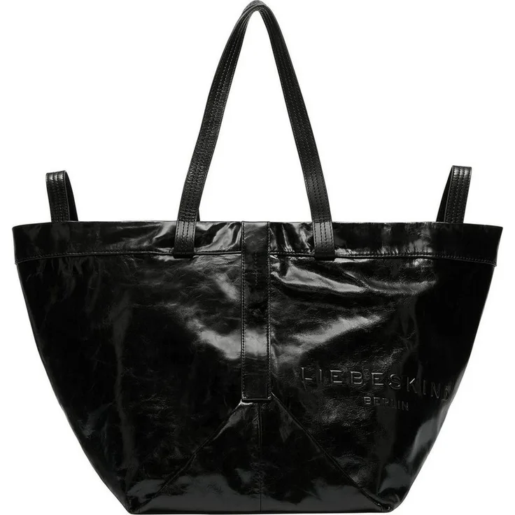 Liebeskind Berlin Shopper Elvira Paper Touch Crinkle, aus echtem Rindsleder, Schwarz