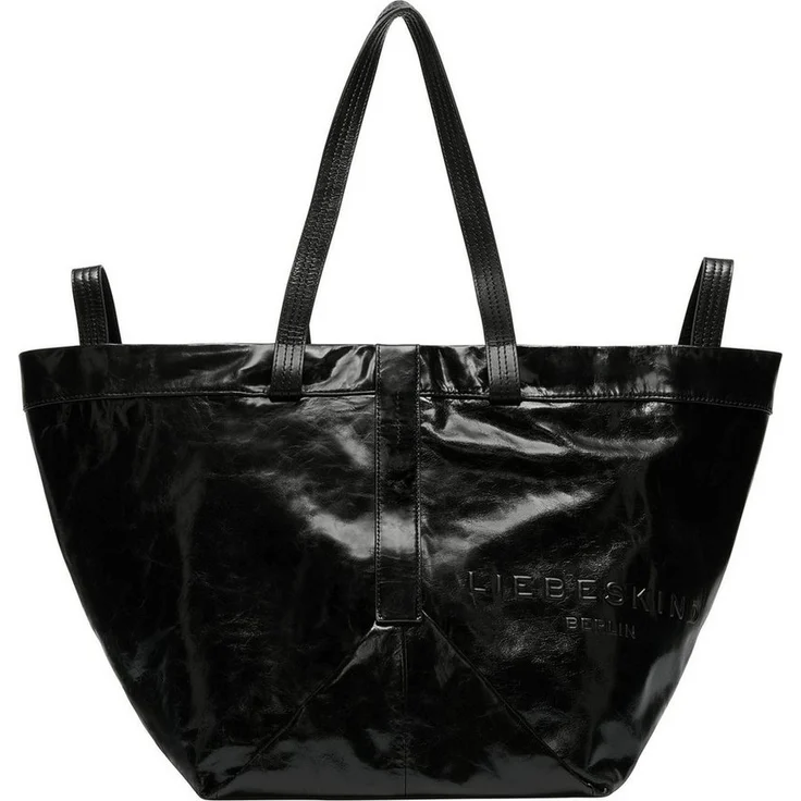 Liebeskind Berlin Shopper Elvira Paper Touch Crinkle, aus echtem Rindsleder, Schwarz – Bild 1
