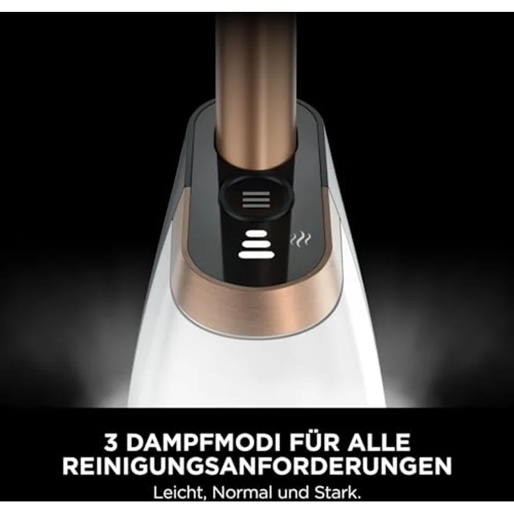 Shark SteamSpot S2001EU, Dampfreiniger mit Steam Blaster-Technologie, abnehmbarer Wassertank, 3 Reinigungsmodi, 2 waschbare Dirt Grip Soft-Scrub-Pads, Weiß & Poly Kupfer – Bild 5