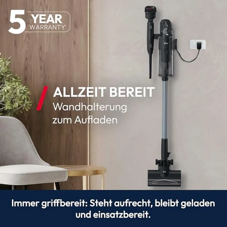Hoover HF6 Akkustaubsauger [HF610H], kabelloser Hand- und Stielstaubsauger mit 250 AW Saugleistung, bis zu 100 Minuten Laufzeit, Bodensensor und Anti-Twist Bürstenrolle – Bild 11