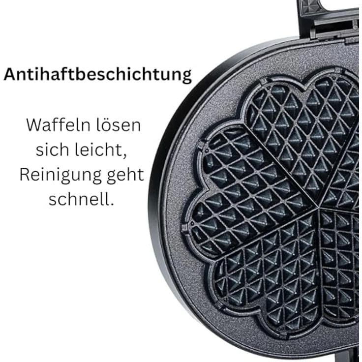Wilfa Classic Double Vaffeljern, Waffeleisen für 2 herzförmige Waffeln, 1200 Watt, Schwarz, Teflonbeschichtung, 5 Thermostatpositionen, Betriebsbereitschaftsanzeige – Bild 4