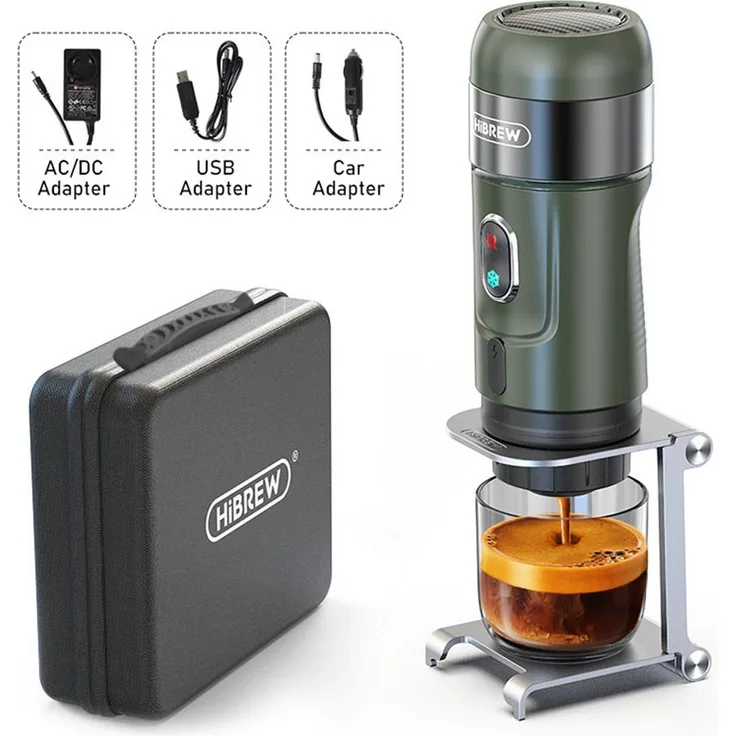 HiBREW Kapselmaschine, 15 Bar Druck, 2200mAh wiederaufladbare Batterie, mit Adapter
