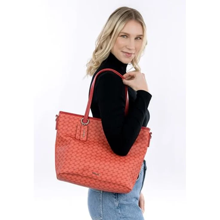 Tamaris TAS Francesca Shopper, Feinsynthetik mit längenverstellbarem Umhängeriemen, strukturierte Optik und Print-Design, schwarz – Bild 3