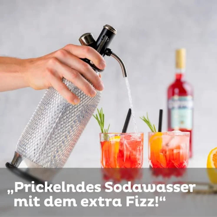 iSi Soda Maker Classic, Vintage Wassersprudler Set mit 60 Soda Chargers, BPA-frei, bruchsichere 1-Liter-Flasche – Bild 4