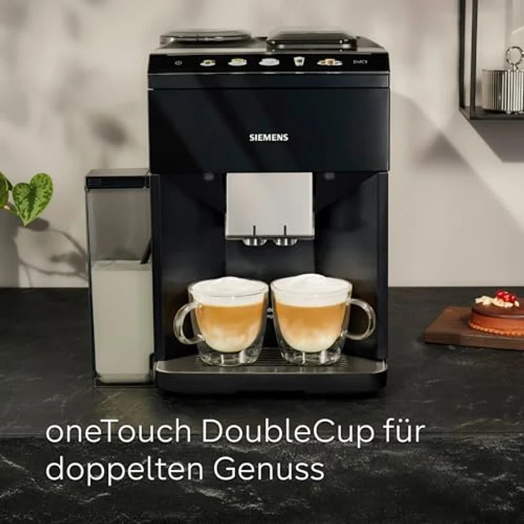 SIEMENS Kaffeevollautomat Siemens TQ515D09 Kaffee-Vollautomat mit Milchbehälter, Cappuccino-Funktion, in elegantem Klavierlack schwarz – Bild 3