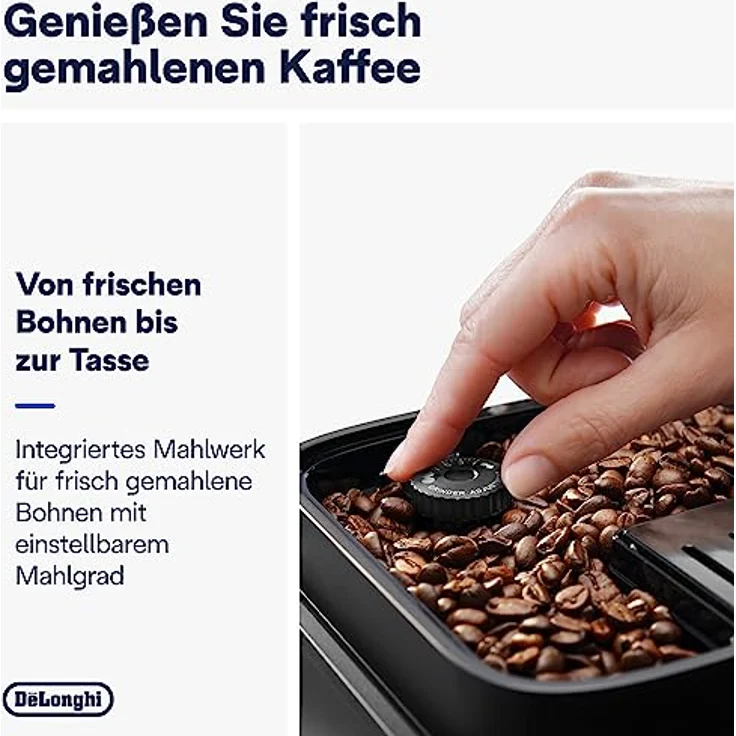 De'Longhi Magnifica Evo ECAM292.52.GB, Kaffeevollautomat mit Milchsystem, 4 Direktwahltasten für Cappuccino, Espresso und weitere Getränke, intuitives Bedienfeld, 2-Tassen-Funktion, Schwarz – Bild 3