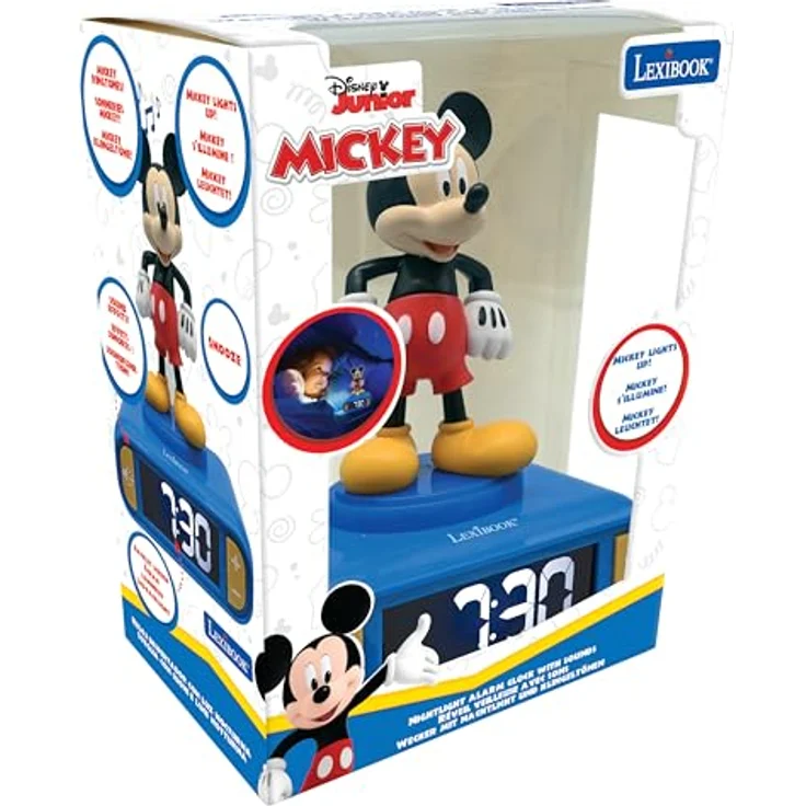 Lexibook Disney Mickey, Wecker mit Nachtlicht und 6 Sounds, hintergrundbeleuchtetes LCD-Display, Schlummerfunktion, Blau, RL800MCH – Bild 4
