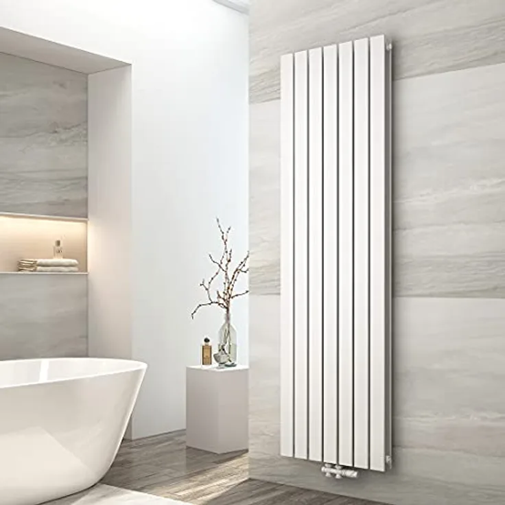 EMKE Heizkörper Vertikal 1800x540mm, Flachheizkörper Mittelanschluss Design Heizkörper Flach Moderne Paneelheizkörper Doppellagig Wandheizkörper Weiß 1949 Watt