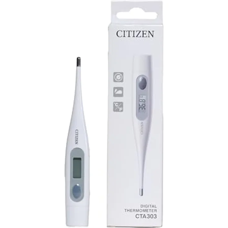 Citizen CTA303, Antibakterielles, wasserfestes digitales Thermometer mit Fieberalarm, für oral, Achselhöhle und rektal, präzise Messung für Erwachsene, Kinder und Babys