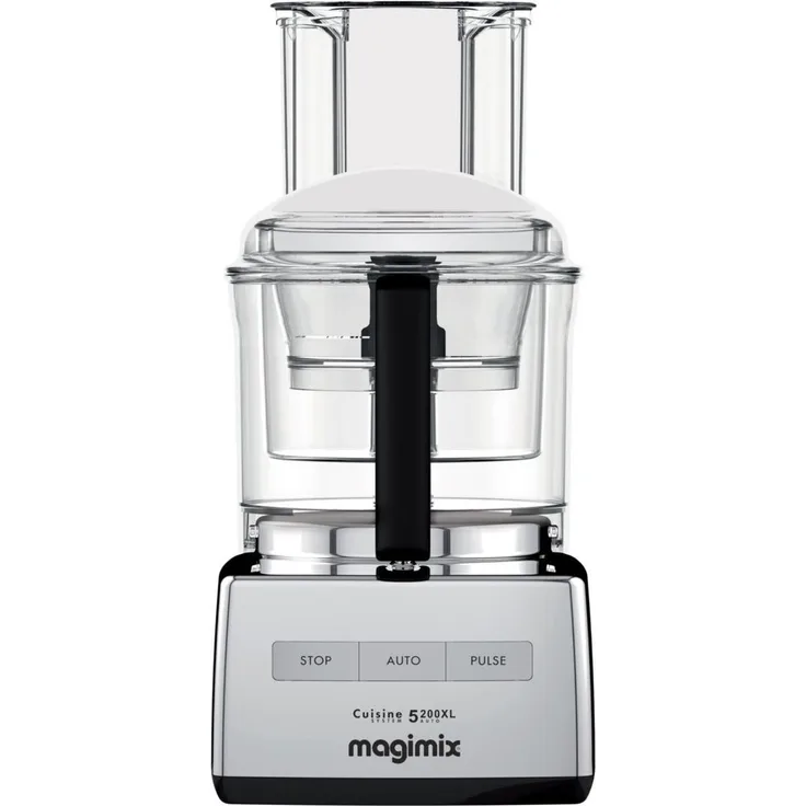 Magimix CS 5200 XL Premium Foodprozessor, 1100 Watt, 3,6 Liter, inkl. Zerkleinerer-Aufsatz, Durchlaufschnitzler, Zitruspresse, Kartoffelstampfer, Kunststoff, matt chrom